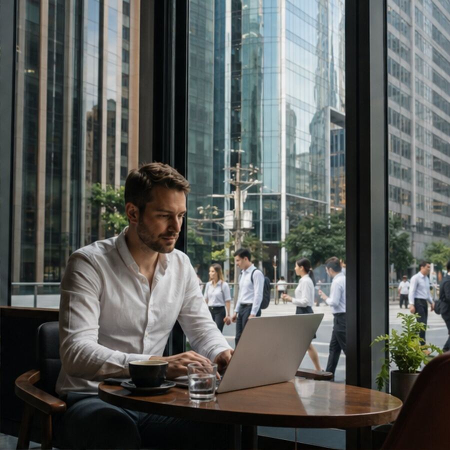 Digital nomad in Bangkok's Silom and Sathorn business district