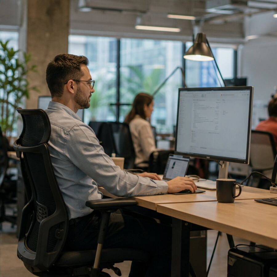Ergonomic desk in a Bangkok coworking space