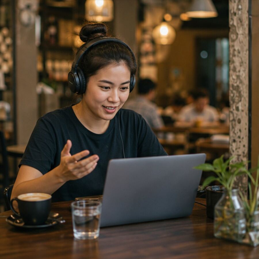 Video call from a conversational café