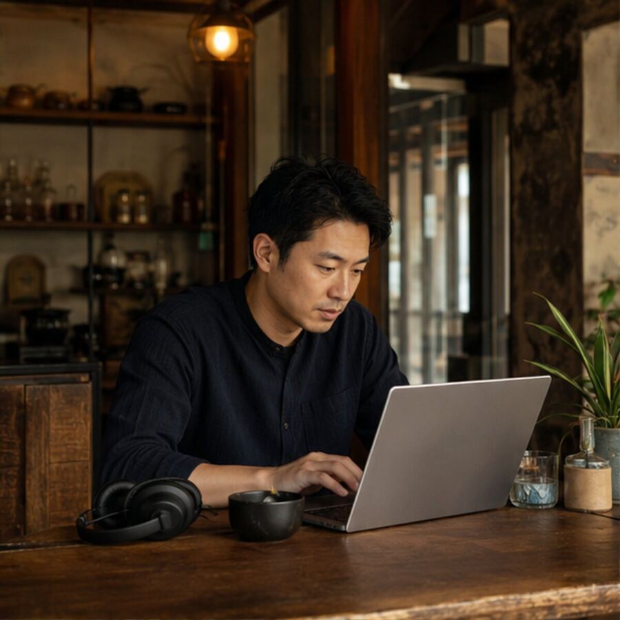 Solo deep work in a quiet Bangkok café