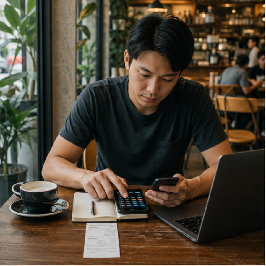 Digital nomad planning a monthly Bangkok café budget