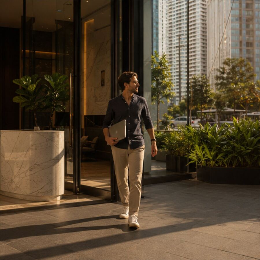 Remote worker beginning a Sukhumvit condo routine